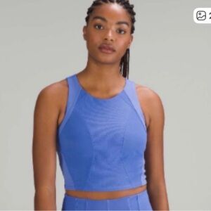 lululemon athletica blue cropped tank top